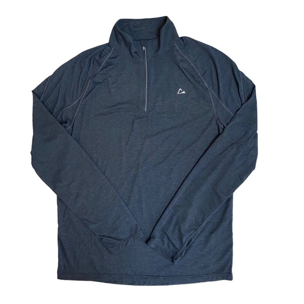 Paradox 1/4 Zip Pullover Merino Blend Hiking Base Layer Mens Medium Black
